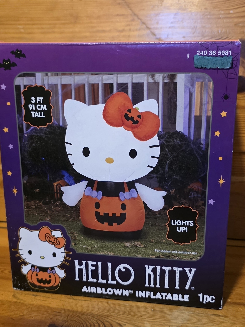 HTF Hello Kitty Halloween Pumpkin Inflatable Decoration in White and Orange